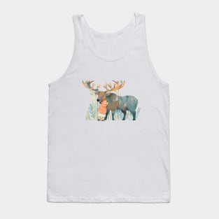 Cute Stag Deer Animal Loving Cuddle Embrace Children Kid Tenderness Tank Top